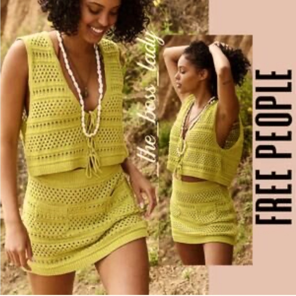 Free People  Crochet Beach Set